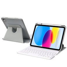 DUNNO 360도 회전 탈착식 블루투스 아이패드 키보드 케이스, 1개, 회색
