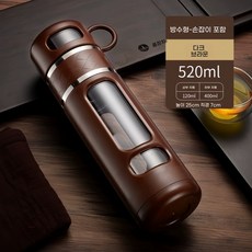 차보틀 텀블러 차텀블러 티 내열유리물병, B. 브라운 520ml 유리 라이너 내열 및