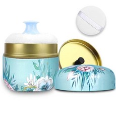 SHIMID 미드O 바디 파우더 퍼프 및 용기 8cm(3.15인치) 휴대용 빈 아기 여성용 루즈 더스트 파우더 목욕 여행 가정용 뚜껑이 있는 케이스 박스 (큰 꽃), 큰 꽃