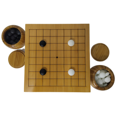3CM新榧實木 9路小棋墩 楠竹小棋罐 圍棋 棋盤 禮品, 棋墩+小棋罐+棋子(各45顆)