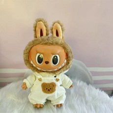 라부부 팝아트 인형옷 labubu 아기 옷 대형 인형 액세서리 헤어악세사리 공주 스커트 바지 드레스, 38cm 피복을 착용 가능, 1 화이트 스웨터 멜빵 팬츠