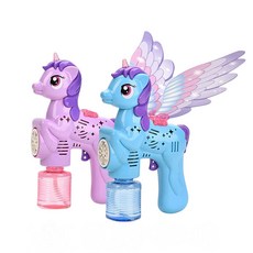 888玩具 獨角獸造型電動泡泡槍 (LED燈/防逆流設計), 1個, 藍色, 藍色