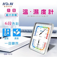 DR.AV GM-1310 方型超大面板溫濕度計 大螢幕大字體顯示, 1個