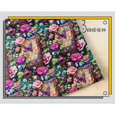 台灣製 典雅紫色玫瑰花蝴蝶花園棉布 DIY手作拼布 幅寬110cm, 1個