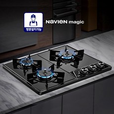 [전국설치가능/2026생산] 경동 나비앤매직 GRB7003 매립형 3구 빌트인 가스쿡탑 블랙펄코팅 양방향화력조절 560X430 440 (GRAB3218D호환), LNG, 자가설치