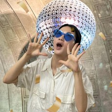 SS 무테 하트 선글라스 블루 파티용품