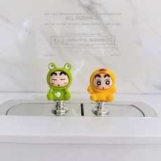 動物小新馬桶按壓器，按壓輕鬆，創意化妝室水箱按鈕輔助通用, 動物小新2個【綠色青蛙+黃色小鴨】