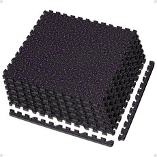 AIRHOP 운동 매트 헬스 매트 흡집 매트 운동기구 소음방지매트 이중 두께 고무 재질 62x62x1.4cm 가정용 홈짐 및 전문 헬스장에 적합, 6개, 검정색/보라색