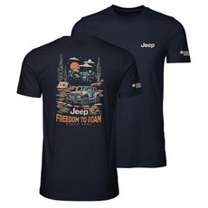 143238 Detroit Shirt Company 남성용 Jeep® Freedom to Roam 100% 면 티셔츠 네이비 {_tok23}, Medium