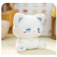 당신의행복 귀여운 고양이 봉제 인형 시무룩 파란 눈 감성 인테리어 소품, 1개, 블루 화이트아이, 15cm