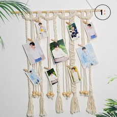 마크라메 사진걸이 월행잉 벽장식 포토홀더 인테리어소품 집들이선물 거실장식 벽걸이, 본품+나무집게
