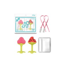 앙쥬 베스트 치발기 2종 (선택) + 케이스 2p 세트, 1세트, 딸기+3D수박