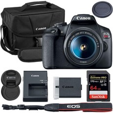 Canon 캐논 EOS Rebel T7 DSLR 카메라 18-55mm 렌즈 번들 + 200ES 숄더백 64GB Extreme PRO 메모리 카드, 상세페이지 참조