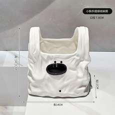 卡通小狗手提袋收納盒, 小狗收納袋 純白, 1個