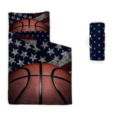 Datura home 고양이 낮잠 매트 - 탈착식 베개가 있는 보라색 고양이 침낭 - 어린이집 및 슬립오버 유치원 침구 세트 어린이 유아 남아 여아용 (127 x 53.3cm(, Standard - 50"x21", 농구