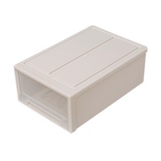 透明抽屜收納箱，日式風格，多尺寸可選，可疊加，防潮防塵, 20L 米色, 1個