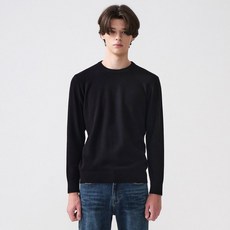 STCODIEMS코튼 베이직 라운드 긴소매 티셔츠_블랙 레귤러핏DZSUV10519B