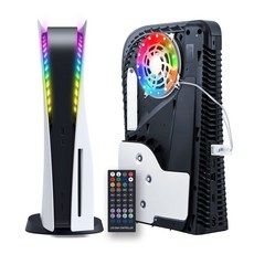 Bteam PS5 主機 RGB 光圈 炫彩 裝飾貼 音樂感應 PS5 Slim Pro 通用, 1個, RGB光圈