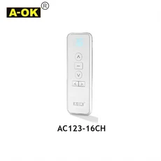A-OK AC123 1/2/6/16-CH 리모컨 RF433 무선 제어 송신기 배터리 포함 전동 커튼 모터용, 01 모터 및 가이더 2.2m-2.7m, 01 AC123-16-WH