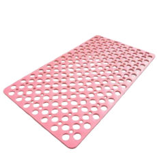 曼徳旺 長款浴缸墊 TPE門墊 多孔浴室防滑墊 鏤空吸盤地墊 防滑墊, 粉色, 1個