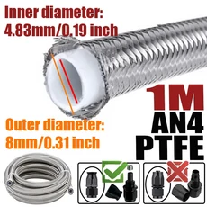 1M/2M/3M/4M 3AN 10AN E85 PTFE 연료 호스 오일 가스 쿨러 라인 엔진 터보 파이프 브레이크 튜브 304 스테