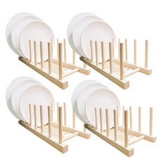 Mr.Ozer 원목 우드 주방 접시꽂이 4set 접시꽂이대 접시정리대