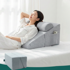 텍스스테드 접이식 다기능 역류방지 베개 삼각쿠션 웨지 필로우, 연그레이