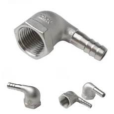 304 스테인레스 스틸 호스 바브 커넥터 여성 스레드 가죽 파이프 조인트 팔꿈치 어댑터 6MM/8MM10MM15/20M, 03 3/4", 04 25mm