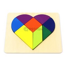 컬러하트 8조각 퍼즐 장난감 공간지각 손주선물 블록퍼즐 원목장난감 영유아퍼즐, 1개