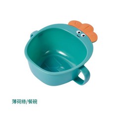 兒童塑膠餐具6件套 分格餐盤 寶寶碗口杯, 綠色蘿蔔碗, 1個, 如圖所示