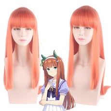 【小優】賽馬娘 Pretty Derby 無聲鈴鹿 COSPLAY 橘紅色長直髮假髮, 1個, 无声铃鹿橘色