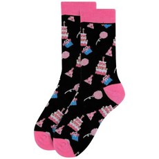 Forest & Twelfth 여성용 크루 컷 양말 Miscallaneous Fun 테마 독특한 그래픽 양말 프리 사이즈 자폐증, 생일 케이크