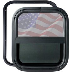 RV 창문 | 33.7인치 너비 x 10.7인치 높이 범용 캠퍼 밴 벙크 차양 강화 유리 및 트림 세트 DOT 인증 자격, 14" W x 16" H, Vertical