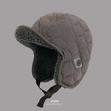 [투크] 남녀 양면 패딩 퀼팅 귀달이모자 겨울 방한 모자, 그레이