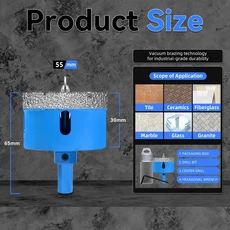 18-68MM 다이아몬드 드릴 비트 세트 세라믹 타일 홀쏘 유리 대리석 화강암 석재 도자기용 위치 드릴 포함 1, 06 55
