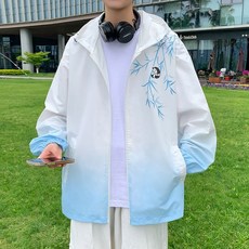 防曬衣 冰絲防曬衣 薄防曬外套 連帽防曬衫 遮陽外套 防曬衣男夏季冰絲速乾薄款漸變色戶外外套皮膚衣沙灘剪標防曬服