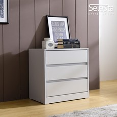 셀레스타 슬림 3단 서랍장 600 협탁, 화이트