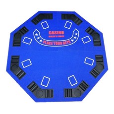 접이식 홀덤 테이블 포커 카지노 블랙잭 카드게임 매트, 진한 파란색 4단 팔각형 테이블, 1개