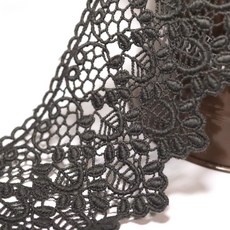 아카시아 9색 8cm x 90cm 케미컬 레이스, 차콜 8cm x 320cm