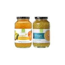 초록원 유자플러스 1kg + 제주 청귤차 따뜻하고 시원하게 마시는 과일차 액상차, 1