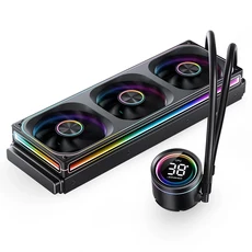 JONSBO 水冷散熱器，炫彩RGB燈效，靜音高效散熱，簡易安裝, 黑, TH-360