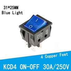 KD4 전기 용접기 스위치 선박 유형 적색 조명 30A 250V AC 히터 25 31mm 버튼 2, 4. 4PIN ON-OFF BLUE