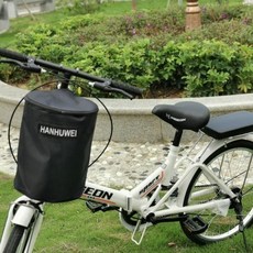 HANHUWEI 自行車車筐 適用於折疊車/電動車 大容量防雨帶蓋掛籃, 1個, 全黑送墊闆