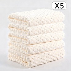 Veralool 극세사 호텔수건 세면 타올 부드러운 속건 타월, 크림화이트, 5개
