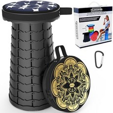 [ 657738 ] 로시옵 회전 쿠션 백 및 카라비너가 있는 휴대용 스툴 접이식 더 견고하고 가벼운 캠핑 텔레스코핑 산악 하이킹 바베큐용 최대 적재 용량 440파운드, 창문 그릴