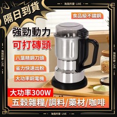 食品級不鏽鋼 多功能研磨機 強勁動力 300W, 銀色磨粉機
