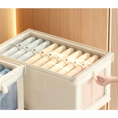 접이식 방진 다기능 옷장 수납함 투명 수납함 통기성 의류 수납함, 베이지색, 밝은 갈색