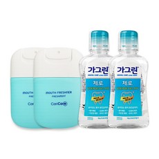 케리케어 구강청결제 구취제거 스프레이 프레쉬민트 x 2개 + 동아제약 가그린 제로 100ml x 2개 충치예방 구강청결제 세트, 1개