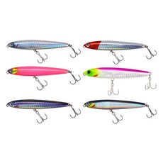 행운을파는낚시 쇼크 미노우 싱킹 로켓미노우 농어 삼치 광어 6p, 24g, 6개, 혼합 색상