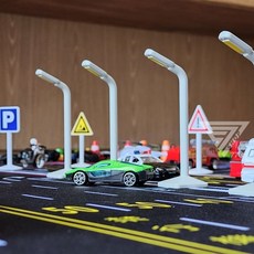 77's SHOP 道路路燈玩具 仿真交通路障模型 兒童停車場景配件 微型攝影道具, 1個, 道路路燈玩具 6入, Multi-color